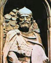 Brithnoth's statue outside the church